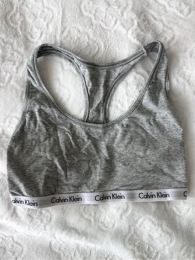 Calvin Klein Heather Gray Racerback Bralette with Logo Band